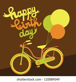 greeting card with cute bike. vector illustration