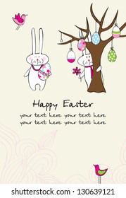 Greeting card with cute bunnies
