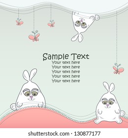 Greeting card with cute bunny