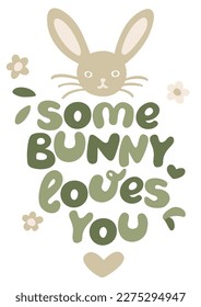 Greeting card with cute bunny telling about its feelings