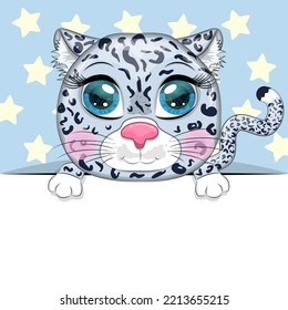 Greeting card cute cartoon animal holding a poster with place for text.