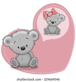Greeting card Cute cartoon Dreaming Teddy Bear