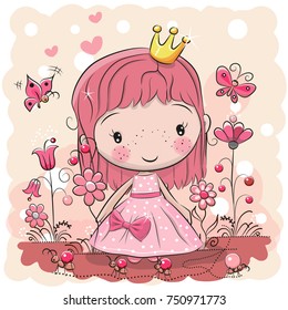 Tarjeta de saludo con Cute Cartoon cuento de hadas Princesa