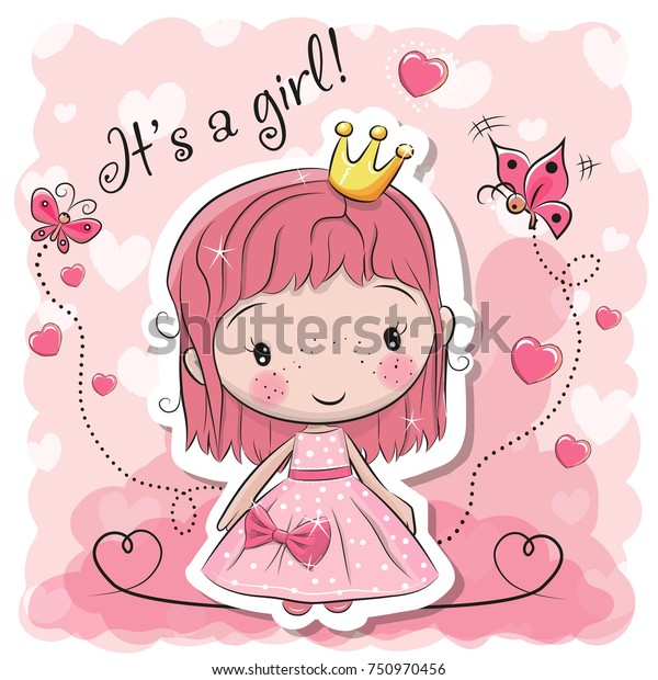 Greeting Card\
with Cute Cartoon fairy tale\
Princess