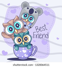 Greeting Card with Cute Cartoon. cartoon hand drawn vector illustration. Can be used for baby t-shirt print, fashion print design, kids wear, baby shower celebration, greeting and invitation card. 