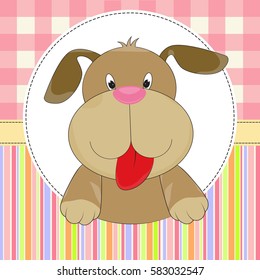 Greeting Card with cute Cartoon puppy