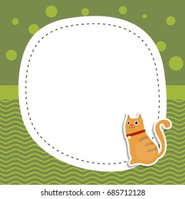 Greeting card with cute cat. Vector background.