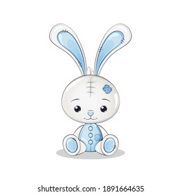 Greeting Card with Cute child Blue Rabbit