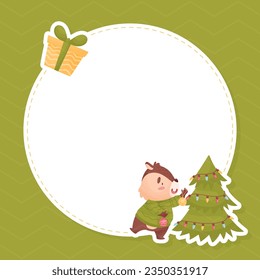 Greeting Card with Cute Chipmunk Character Vector Template