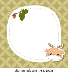 Greeting card with cute deer face. Vector background.