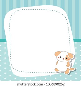 Greeting card with cute dog. Vector background.