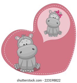 Greeting card Cute Dreaming Hippo 