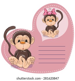 Greeting card Cute Dreaming Monkey
