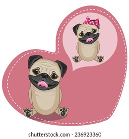 Greeting card Cute Dreaming Pug Dog 