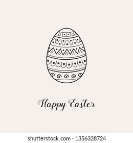 Greeting card with cute easter egg and wishes. Vector