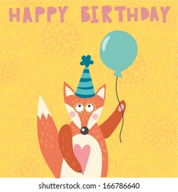 Greeting card with cute fox.