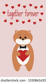 Greeting card with a cute hamster. Vector illustration.