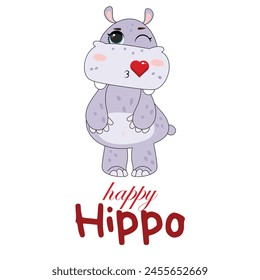 Tarjeta de felicitación Lindo Hipopótamo Vector