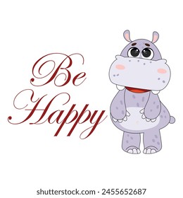 Tarjeta de felicitación Lindo Hipopótamo Vector