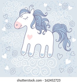 Greeting card with cute horse