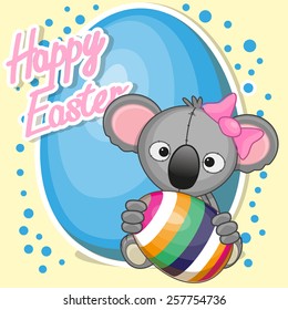 Greeting card Cute Koala with egg 