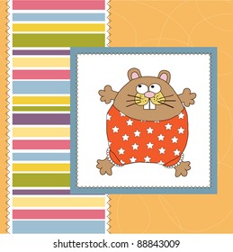 greeting card with cute little rat