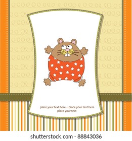 greeting card with cute little rat