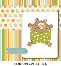 greeting card with cute little rat