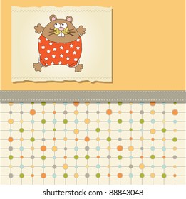 greeting card with cute little rat