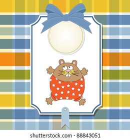 greeting card with cute little rat