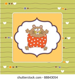 greeting card with cute little rat