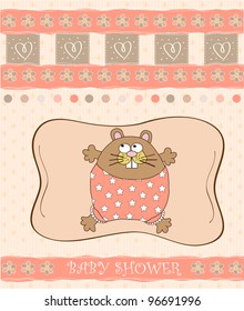 greeting card with cute little rat