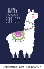 Greeting card with the cute llama