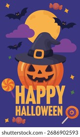 A greeting card with a cute pumpkin.