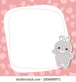 Greeting card with cute rabbit. Vector background.