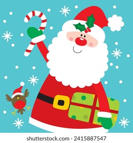 Greeting Card with Cute Santa Claus