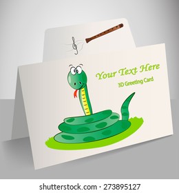 Greeting card with a cute snake -vector design