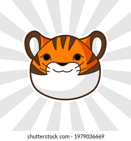Greeting card with cute tiger. Symbol of Happy Chinese New Year 2022.