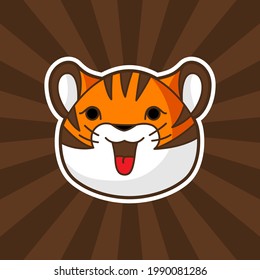 Greeting card with cute tiger. Symbol of Happy Chinese New Year 2022.