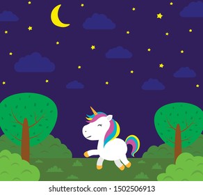 
Greeting card cute unicorn vector