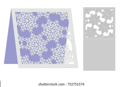 Greeting card for cutting with laser, plotter. Silhouette design. Can be used for congratulations on Christmas, new year. Vector illustration.