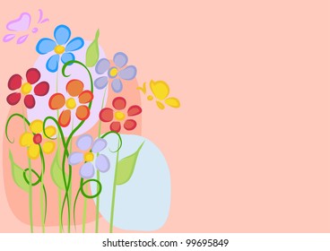 Greeting card with daisies on a pink background