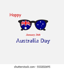 Greeting Card Day of Australia. Sunglasses with the flag