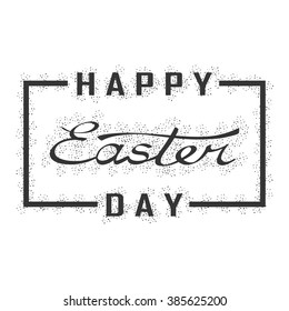 Greeting card with day of Easter. Text and words happy Easter in black frame.
Hand drawn lettering word Easter.