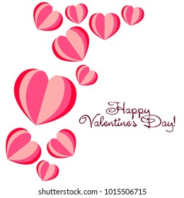 Greeting card day of St. Valentine. Abstract design, hearts, gifts, vector.