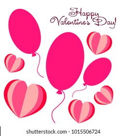 Greeting card day of St. Valentine. Abstract design, hearts, gifts, vector.