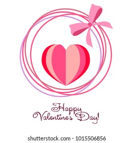 Greeting card day of St. Valentine. Abstract design, hearts, gifts, vector.