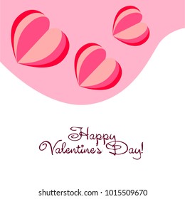 Greeting card day of St. Valentine. Abstract design, hearts, gifts, vector.