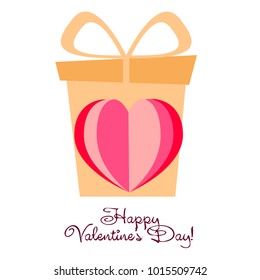 Greeting card day of St. Valentine. Abstract design, hearts, gifts, vector.