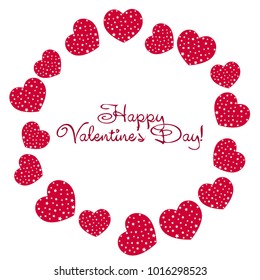 Greeting card day of St. Valentine. Abstract design, hearts with star-shaped prints, gifts, vector.